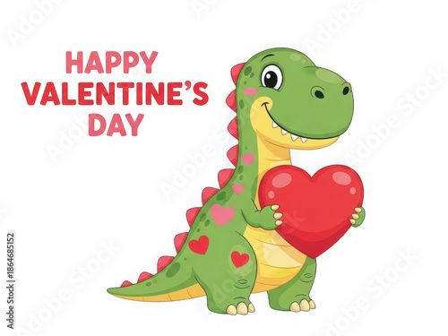 Happy valentine's day dinosaur isolated on transparent background