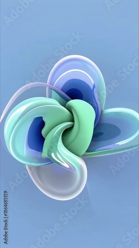 Abstract Swirling Organic Shapes in Shades of Blue and Green fluid amorphous
