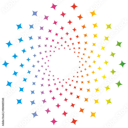 円形のキラキラマークのハーフトーン風イラスト