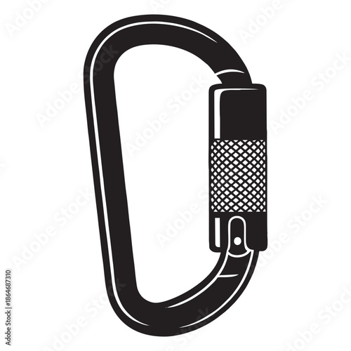 Heavy duty metal carabiner clip for climbing equipment, outdoor adventure, safety rescue gear, and industrial security protection.