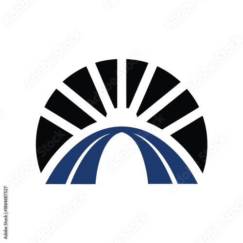 Highway Road Stretching into Sunrise Illustration