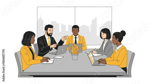 Diverse Business Professionals in Meeting Discussion.