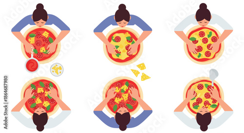 Pizza making process steps sequence