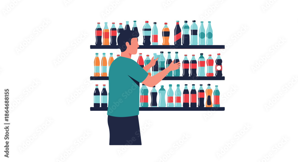 Fototapeta premium Man choosing drinks on shelf in store