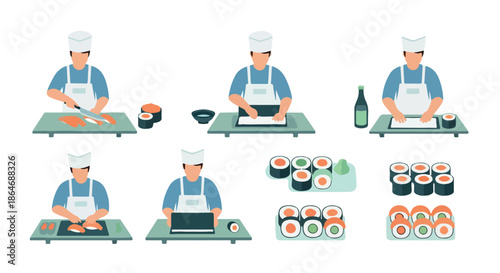 Sushi chef preparing food in a restaurant