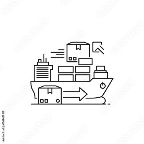 Cargo Ship Transportation and Logistics with Shipping Containers and Docking Port