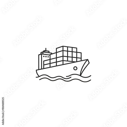Cargo Ship Navigating Open Water with Modern Container Containers