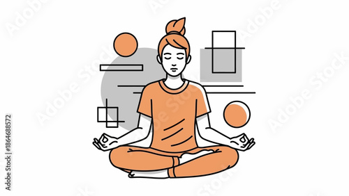 Woman Meditating in Lotus Position.