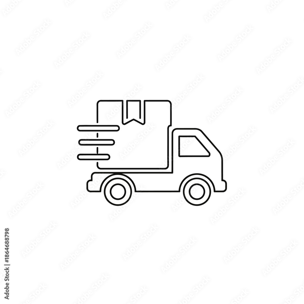 Fototapeta premium Delivery Truck Icon with Moving Box Symbol for Logistics and Shipping Concepts