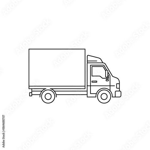 Delivery Truck Container Vehicle Moving Transport Concept in Industrial Setting