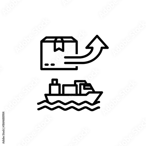 Logistics and Shipping Concept with Delivery Box and Cargo Ship Illustration