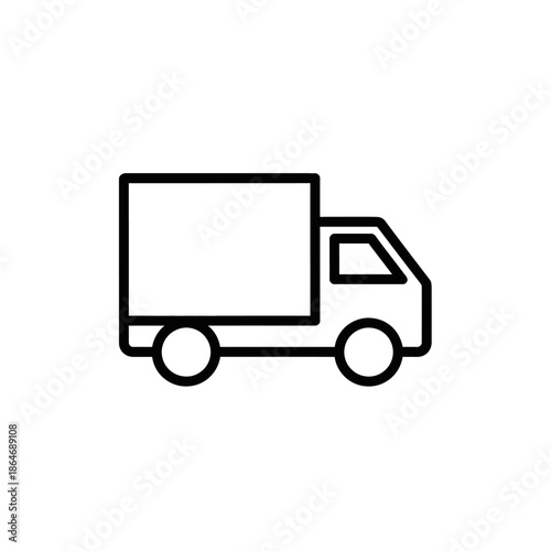 Minimalist Black and White Delivery Truck Icon for Transportation and Logistics Visuals