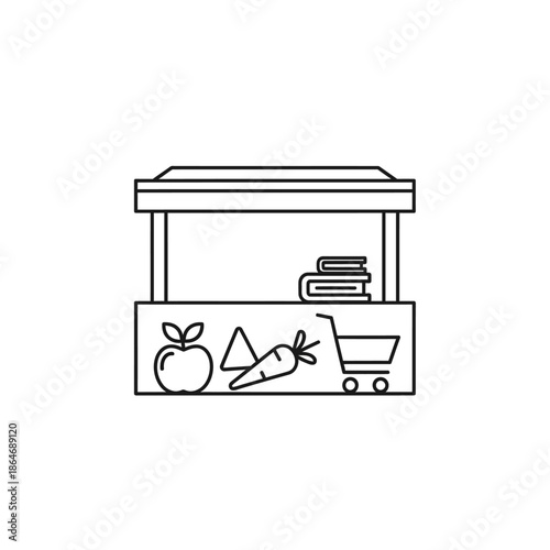 Illustration of Fresh Fruit and Vegetable Stall for Healthy Eating Concept