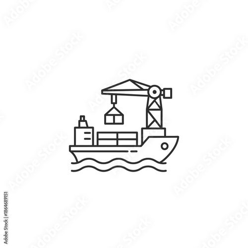 Industrial Crane Loading Container Ship at Port for Maritime Logistics