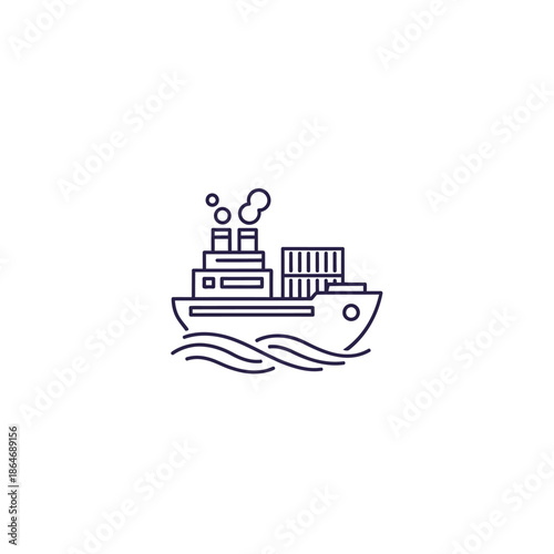Industrial Cargo Ship Sailing in Open Water for Shipping and Transport