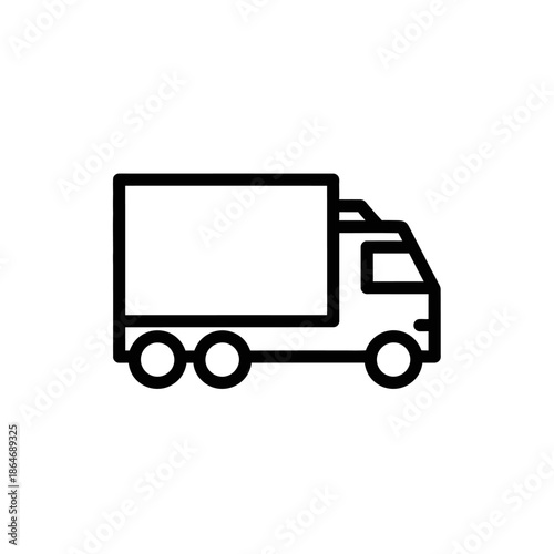 Minimalist Black and White Line Drawing of a Delivery Truck for Transportation and Logistics Content