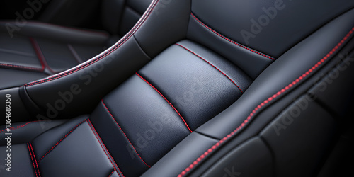 Premium Leather Car Seats with Red Stitching Interior Detail