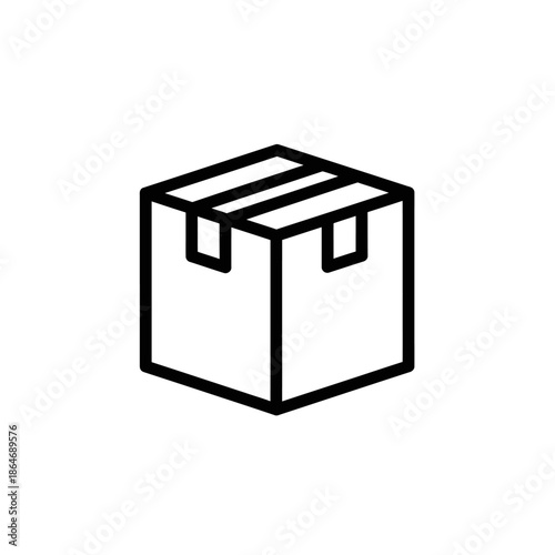 Minimalist Line Art Illustration of a Cardboard Box for Packaging or Shipping Design