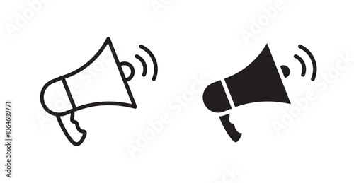 Loud Speaker icons, black line art and clipart vector logo