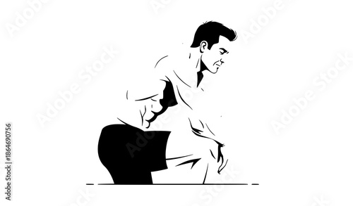 Minimal Artist Portrait with Paint Covered Hands Vector Illustration