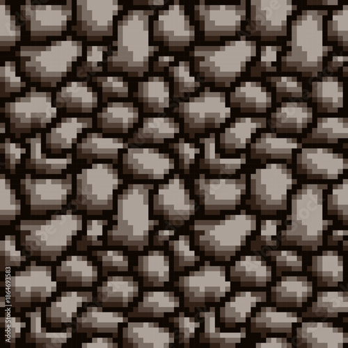 Seamless pixel background with stones.