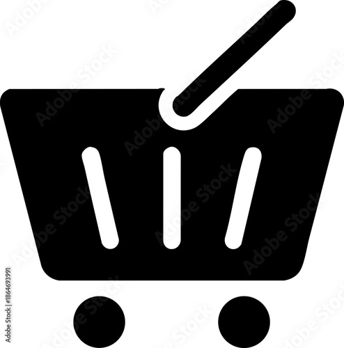 Simple black shopping cart icon isolated on white background