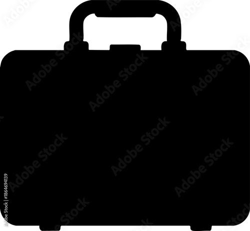 Vector Silhouette of Black Business Briefcase or Suitcase Icon