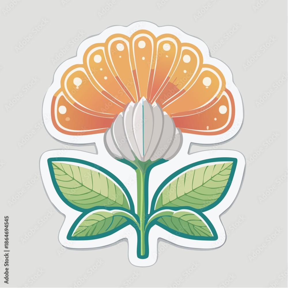 Obraz premium Cute Symmetrical Flower Sticker Vector in Kids Illustration Style