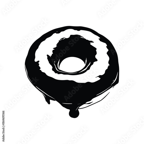 Chocolate glazed donut with dripping icing