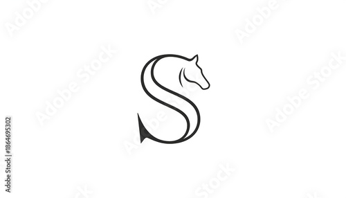 Abstract horse monogram 'S'
