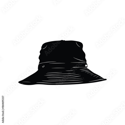Black bucket hat with stitched brim silhouette