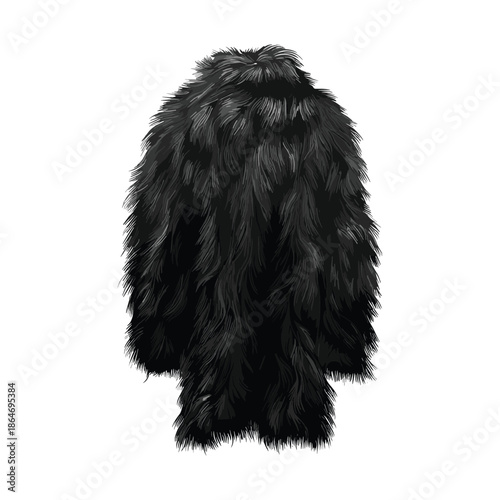 Black fur coat hanging isolated