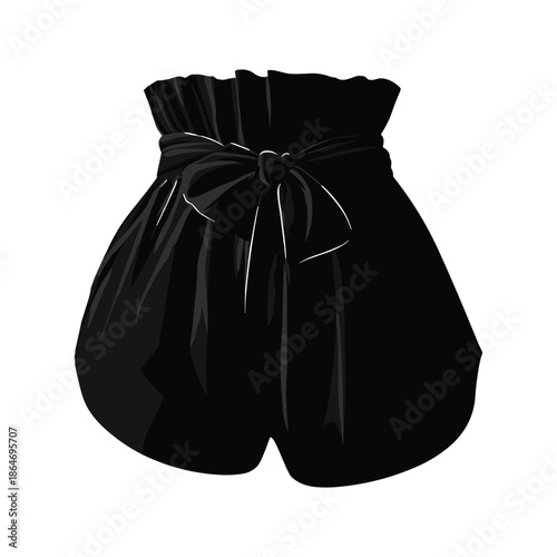 Black high waist shorts with tied belt