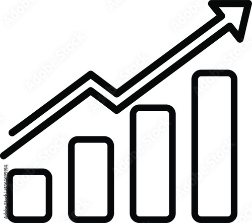 A simple line graph icon with an upward trend arrow