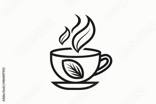 organic herbal tea cup icon soft line