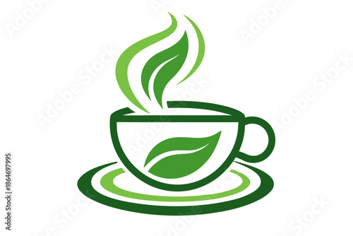green tea symbol cup icon compact design
