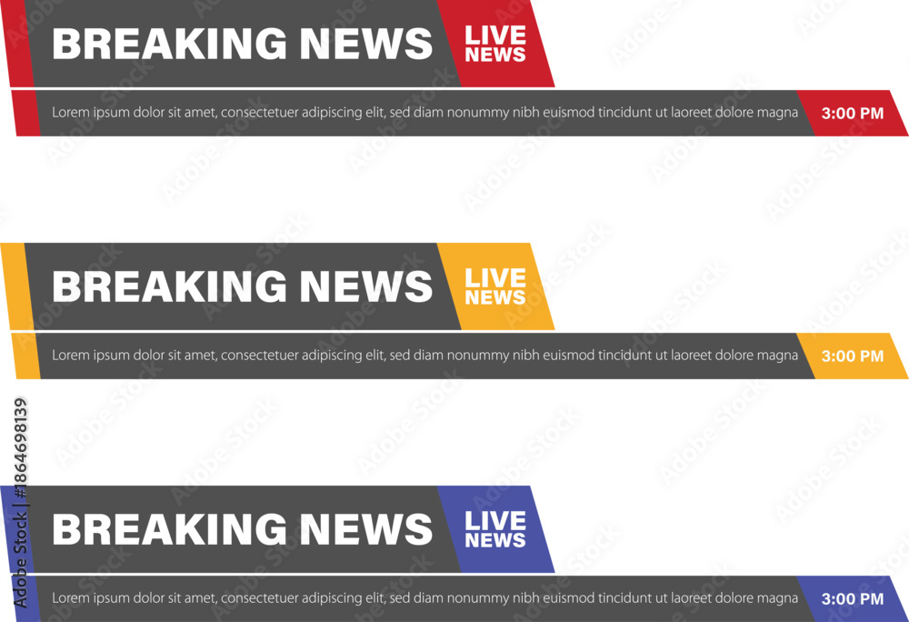 Fototapeta premium Template set for live news channel on white background