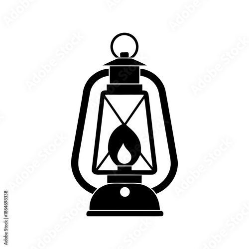 Vintage Oil Lantern Lighting Icon Isolated.
