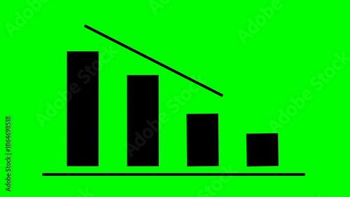 simple statistical curve animation template with sign of loss in investment	