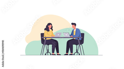 Professional Business Meeting with Two Colleagues Discussing Work in a Modern Office Setting