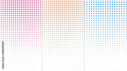 Gradient Halftone Dots Pink Orange Blue Fading Vertical Abstract Background