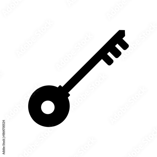 Retro Skeleton Key Lock and Access Icon.