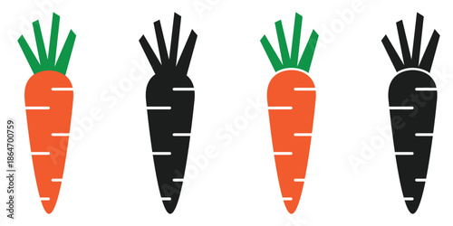 Carrot icon vector set, colorful carrot icon vector set in trendy flat style illustration isolated on white background.