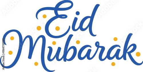 Elegant Eid Mubarak Calligraphy with Festive Dots for Ramadan Celebration Greeting Cards and Invitations