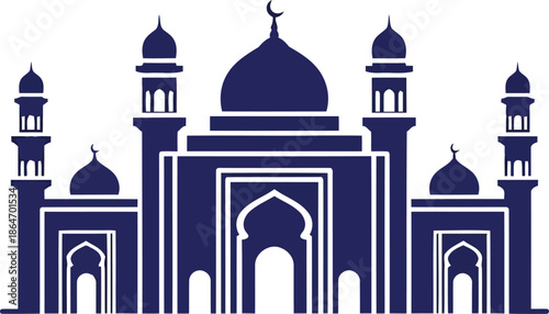 Elegant Ramadan Mosque Silhouette Vector for Islamic Holiday, Eid, and Ramadan Kareem Designs