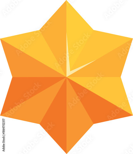 Low poly golden star shining brightly, symbolizing achievement, quality, and success