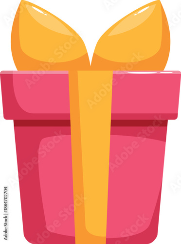 Festive pink gift box with yellow ribbon and bow, perfect for celebrating birthdays, holidays, or any special occasion
