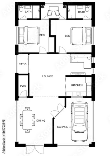 2d floor plan for real estate. Illustration floor plan. Color floor plan for marketing	
