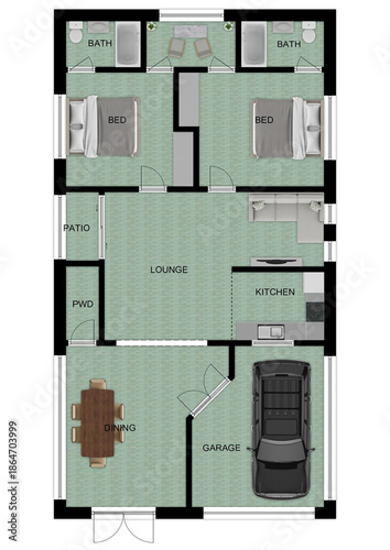2d floor plan for real estate. Illustration floor plan. Color floor plan for marketing	