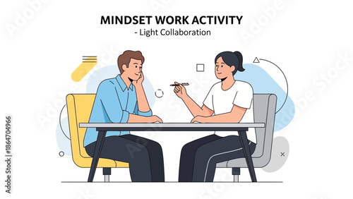 Mindset Work Activity Focused on Light Collaboration Between Two People at a Meeting Table